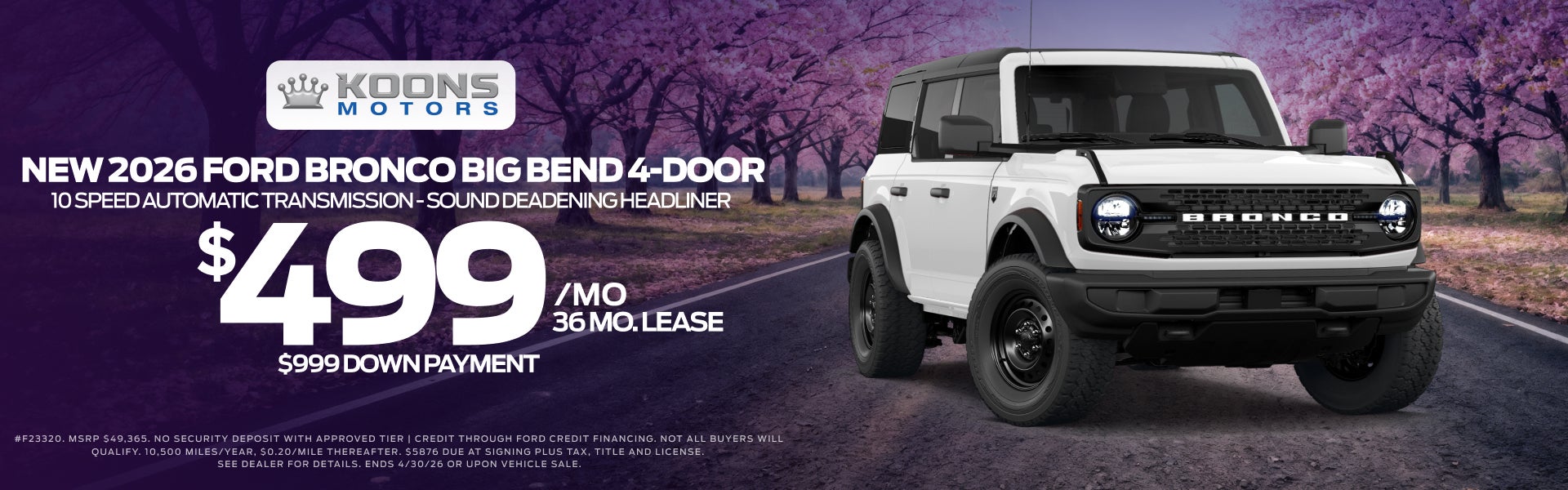 Ford Bronco $499 lease special