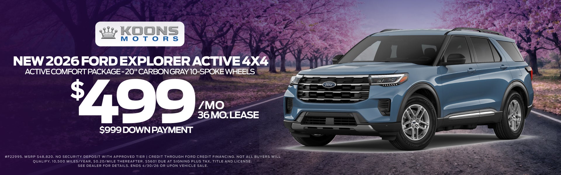 Ford Explorer $499 lease special