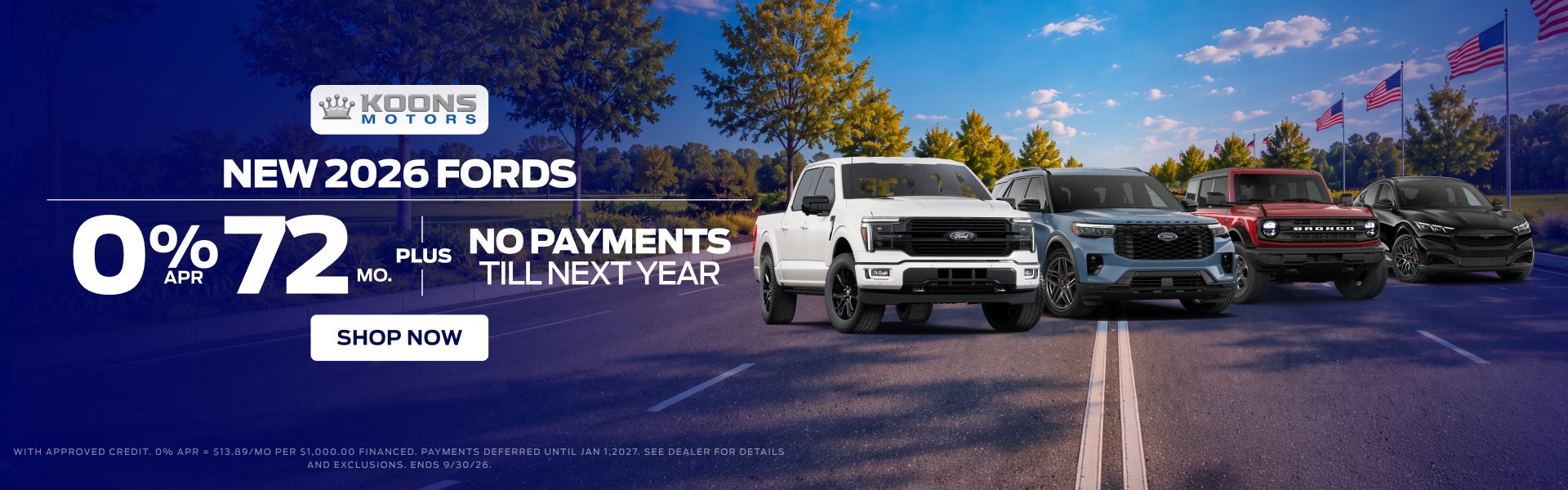 0% APR plus No Payments Till next year