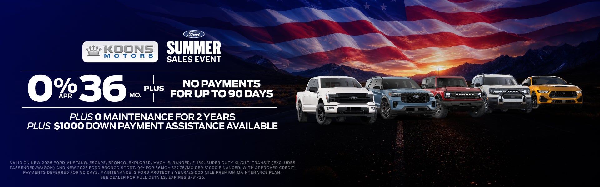 0% APR FOR 36MO PLUS NO PAYMENTS