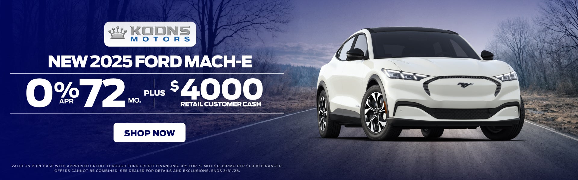 New 2025 Ford Mach-e 0% for 72mo.